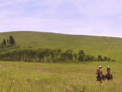 Two cowgirls in the country Stock Footage
