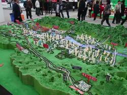 MS Shot of Scale model of Baoji city in consulting meeting for investment / Xi'an, shaanxi, China Stock Footage