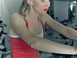 Fitness Fun on Exercise Bike Stock Footage