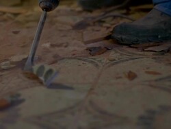 SLO MO Worker using a jackhammer Stock Footage