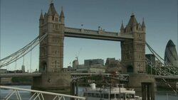 The Tower Bridge of London spans the Thames. Stock Footage