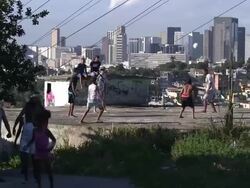 Football In Brazil - Morro Da Sao Carlos Favela Stock Footage