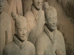 CU Terracotta Warriors, Museum of Qin, Xian, China Stock Footage