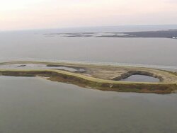 WS AERIAL View of Roanoke sound channel / North Carolina, United States Stock Footage