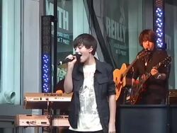Greyson Chance sings out at the Fox & Friends Summer Series in Midtown in New York 08/12/11 (Footage by WireImage Video/Getty Images Entertainment Video) Stock Footage