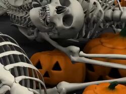 (Loop) Halloween, Skeletons and Pumpkins Stock Footage