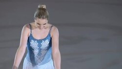 SLO MO Female figure skater ending her performance with bows Stock Footage