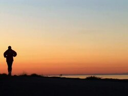 HD: Jogging In The Sunset Stock Footage