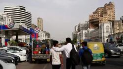 A view of the central business district of Connaught Place, Delhi Stock Footage