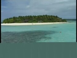 Desert island, from sea, Tonga Stock Footage