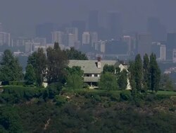 Aerial TS LA  large mansion / Bel Air, California, United States Stock Footage
