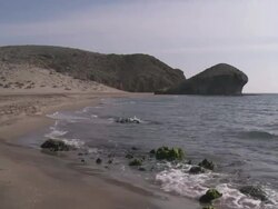 WS View of Monsul beach near Cabo de Gata Natural Park / San Jose, Andalusia, Spain Stock Footage