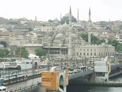 WS Shot of car moving on bridge over water in city / Istanbul, Turkey Stock Footage