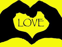 LOVE text Banner hands heart over yellow background abstrat background Stock Footage