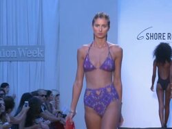 Models walk the runway during 6 Shore Road - Mercedes-Benz Fashion Week Swim 2014 Stock Footage
