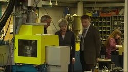 Theresa May visiting a workshop in Cornwall News Clip