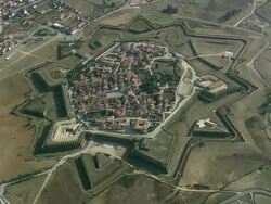 AERIAL WS Fortified town / Almeida, Guarda, Portugal Stock Footage
