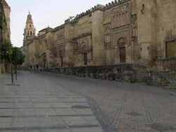 WS western facade of the Cathedral-Mosque (Great Mosque) with the bell tower in background Stock Footage