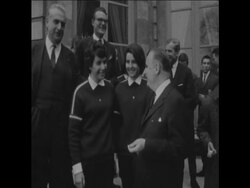 CAN 105 CHAMPION SKIIERS CHRISTINE AND MARIELLE GOITSCHEL MEET PRESIDENT POMPIDOU Instructional Video