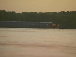 MS Cargo ship moving on mississippi river / Memphis, Tennessee, United States Stock Footage
