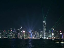 WS Hong Kong Island and  Harbour  lightshow at night Stock Footage