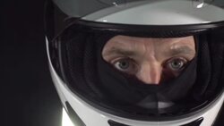 Motor racing / Formula One Motorbike Driver visor close up Stock Footage
