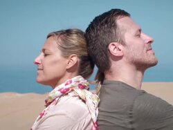 Couple in desert Stock Footage