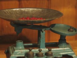 An old scale used to measure the amount of drugs Stock Footage