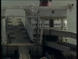 Dover port and the Pride of Free Enterprise car ferry, Kent, UK  1984 Stock Footage