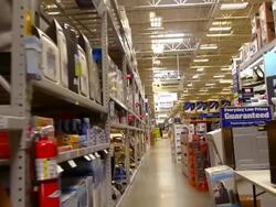 WS POV Plumbing and appliances section in big box hardware store / Palm Desert, California, USA Stock Footage