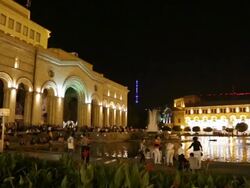 Yerevan, night scene of the fountains in the Republic square Stock Footage
