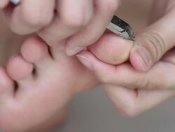Close up of foot during a cleaning, pedicure Stock Footage