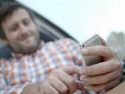 HD: Typing SMS While Travel On A Train Stock Footage