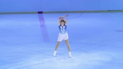 SLO MO Female figure skater ending her program Stock Footage