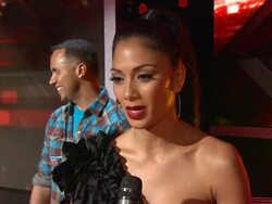 INTERVIEW: Nicole Sherzinger on challenging Simon on the live show and her experience on the show in the UK. (Footage by WireImage Video/Getty Images Entertainment Video) Stock Footage