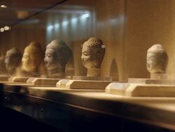 MS Head of buddhist Statue/xian,shaanxi,China Stock Footage