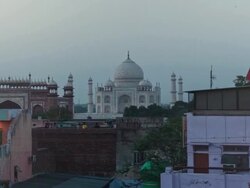 Taj Mahal timelapse at sunset zoom in Stock Footage