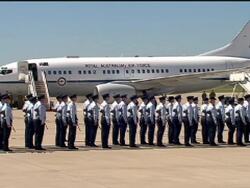 RAAF First Squadron march of runway to brass band News Clip