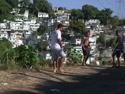 Football In Brazil - Morro Da Sao Carlos Favela Stock Footage