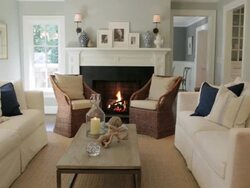 MS PAN Shot of living room in stylish home / Lake Oswego, Oregon, United States Stock Footage