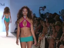 Models walk the runway during the A Che swimwear 2012 show Stock Footage