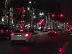 Lighted palms on Canal Street at Christmas in New Orleans  Stock Footage