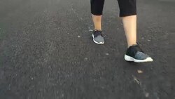 Woman jogging Stock Footage