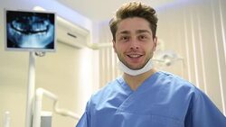 Young dentist posing Stock Footage