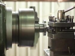 Operating the Industrial Lathe Stock Footage