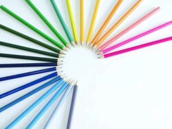 WS, Time laps, Circle shape of colored pencils Stock Footage