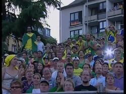 Brazilian and French fans watch the quarter final News Clip