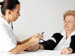 Measuring blood pressure Stock Footage