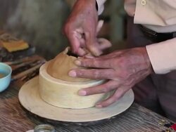 CU Shot of Man making Nazca pottery / South Of Peru, Nazca, Peru Stock Footage