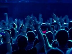 Hands in air at concert Stock Footage